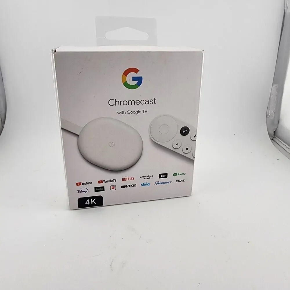 Google Chromecast w/ Google TV 4K 2160p Wi‑Fi HDMI Android HDR10 White OPEN BOX